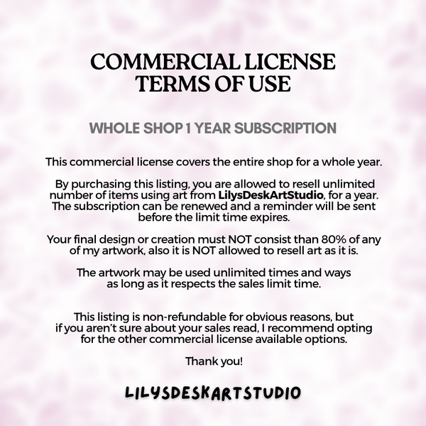 Whole Shop 1 Year Subscription Unlimited Commercial License